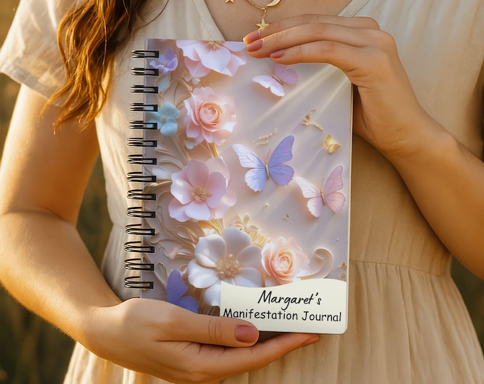 Personalized Manifestation Journal Spiral Notebook | Custom Name Law of Attraction Gift | Affirmation Journal | Self Care Notebook 6x8