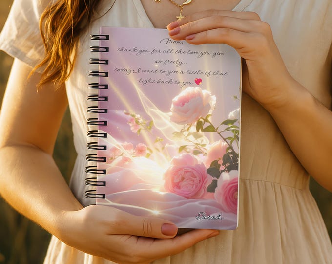 Personalized Mothers Day Notebook, Custom Name Gift for Mom, Journal from Daughter or Son