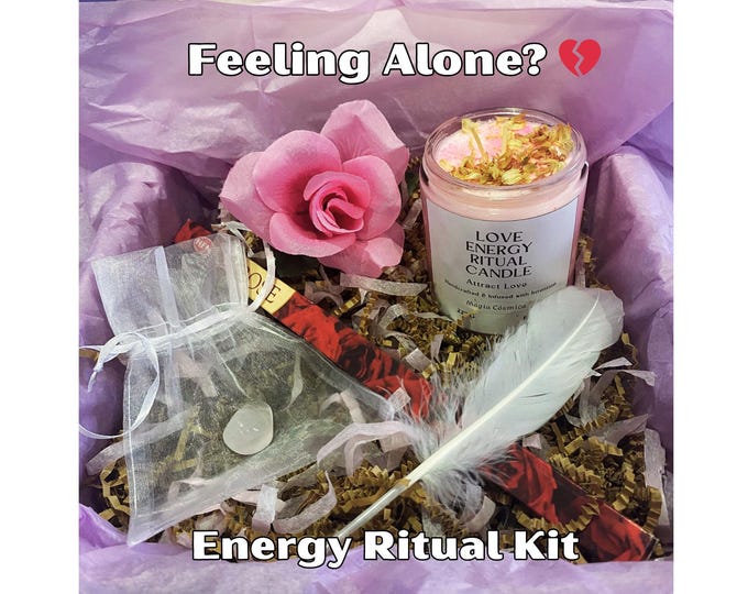 Love Ritual Kit | Self Love Candle Set | Emotional Healing Ritual | Spiritual Gift | Energy Ritual Kit with Crystal, Incense & Prayer