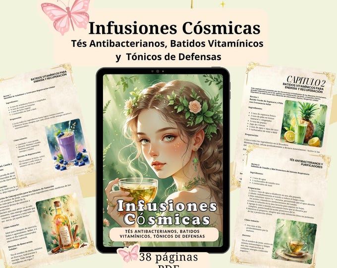 Cosmic Infusions PDF Printable – 38 Pages of Teas, Smoothies, and Tonics for Wellness, Energy, and Protection  Spanish Version