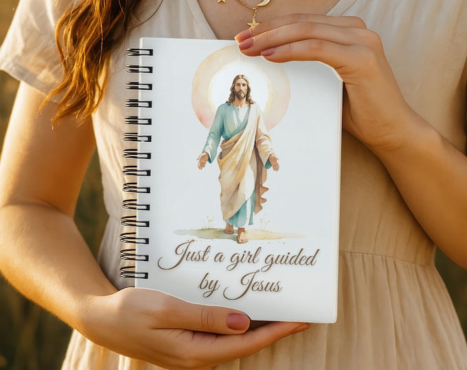 Personalized Christian Prayer Journal for Women, Just a Girl Guided by Jesus, Mothers Day Gift for Mom, Religious Gift