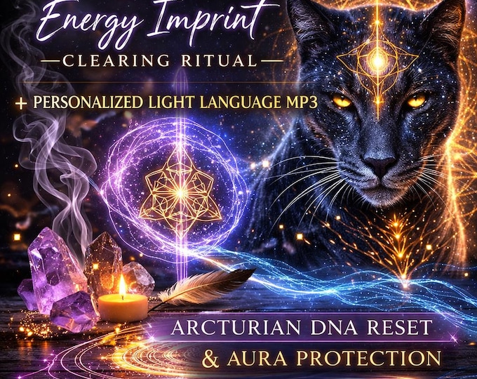 Cosmic Feline Energy Imprint Clearing Ritual + Personalized Light Language MP3 | Arcturian DNA Reset & Aura Protection