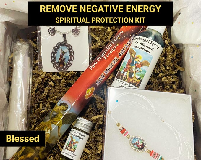 Spiritual Protection Ritual Kit | Remove Negative Energy Evil | Archangel Michael Prayer Set | Energy Shield & Cleansing