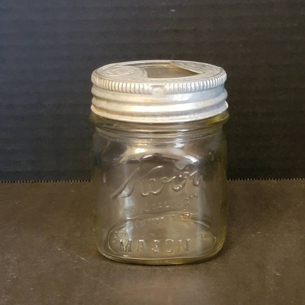 Vintage Half Pint Canning Jar AHK Kerr Mason Presto Glass and Ring 1 Cup