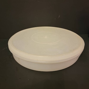 Vintage Tupperware 12&quot; Round Storage Container Carrier Clear Lid #242 Cupcakes Cake Pie Sandwiches Cookies