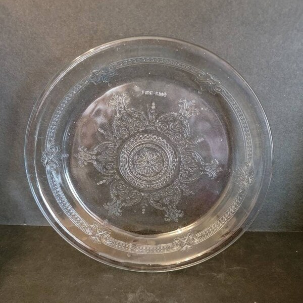 Vintage Fire King Saphire Blue Philbe Clear Glass Pie Plate 9 inch Baker Pastry Chef Baking Dish Pan