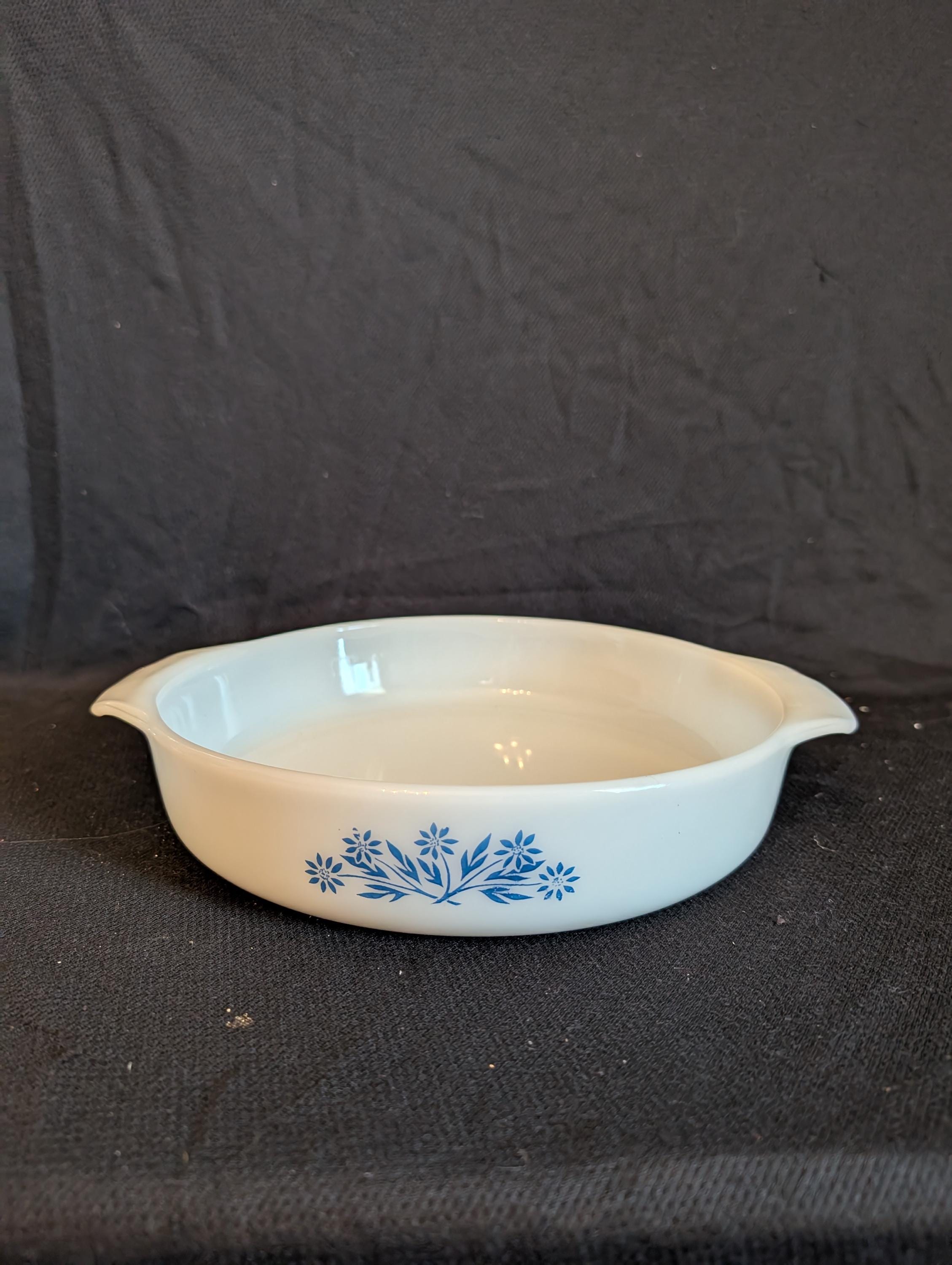 Vintage Blue Cornflower Fire King Ovenware Anchor Hocking Round
