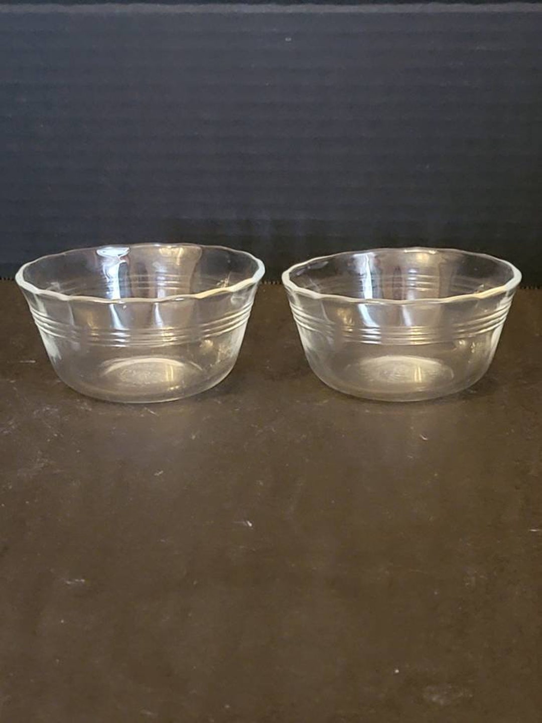 Vintage Pyrex Custard Cups 6 Oz Clear Glass Scalloped Edge 3 Etsy