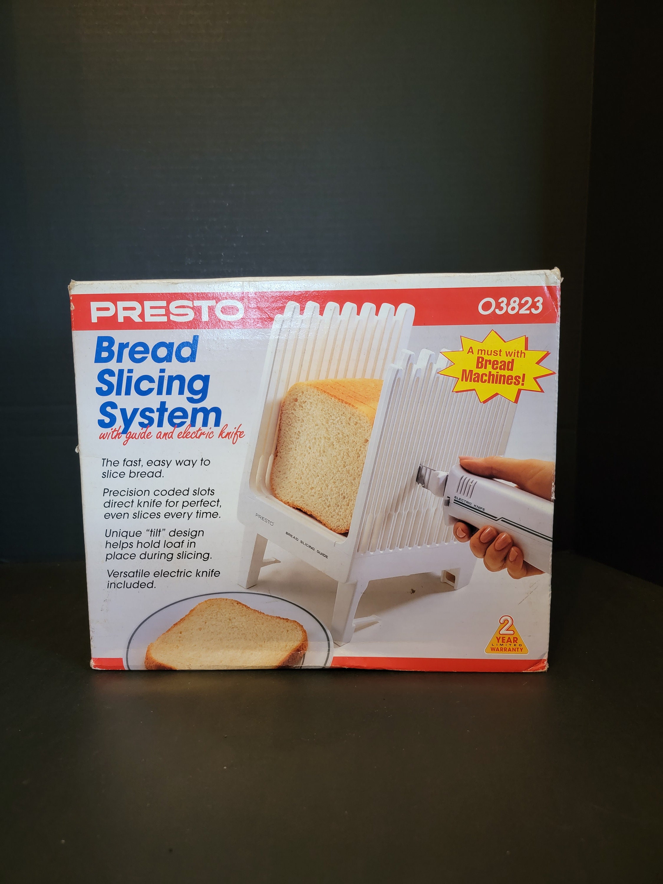 Vintage Presto Bread Slicing System Guide w Electric Knife In Box Cuts  Thick Slices and Bagels