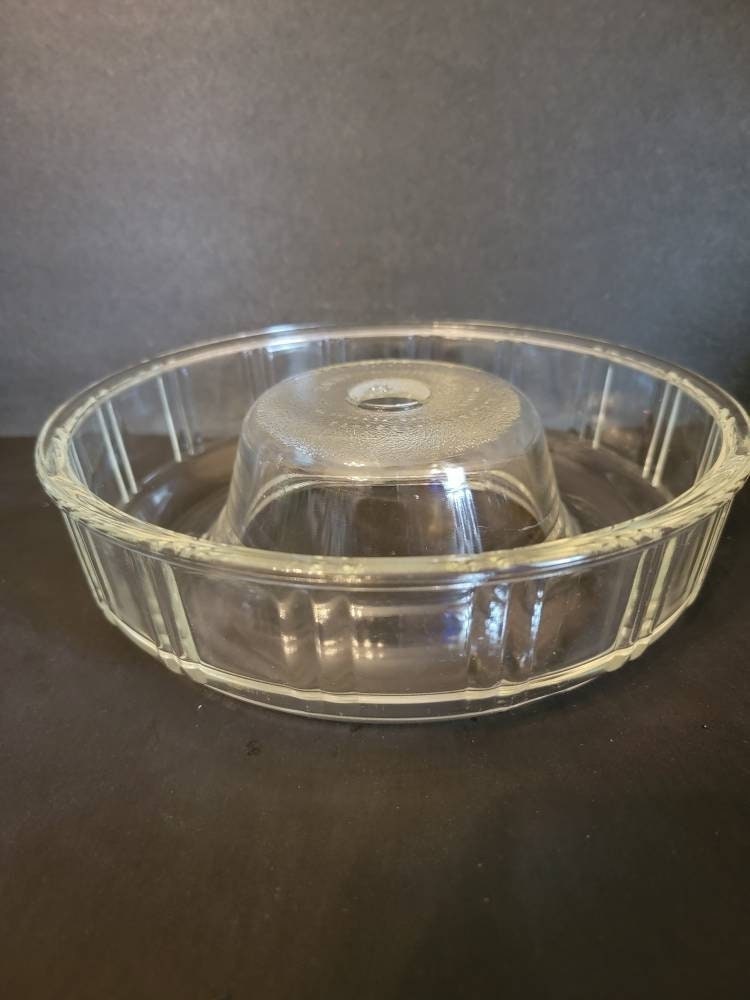 Vintage Glasbake Clear Glass Tube Bundt Cake Pan Angel Food Baking Dish