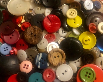 Vintage Sewing Buttons - Bulk Lot Small Medium Color Variety
