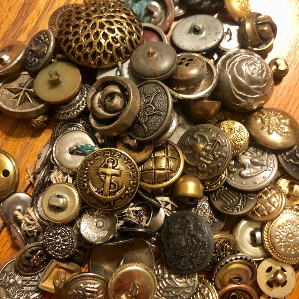 Vintage Metal Sewing Buttons - Bulk Lot Small Medium 6 oz