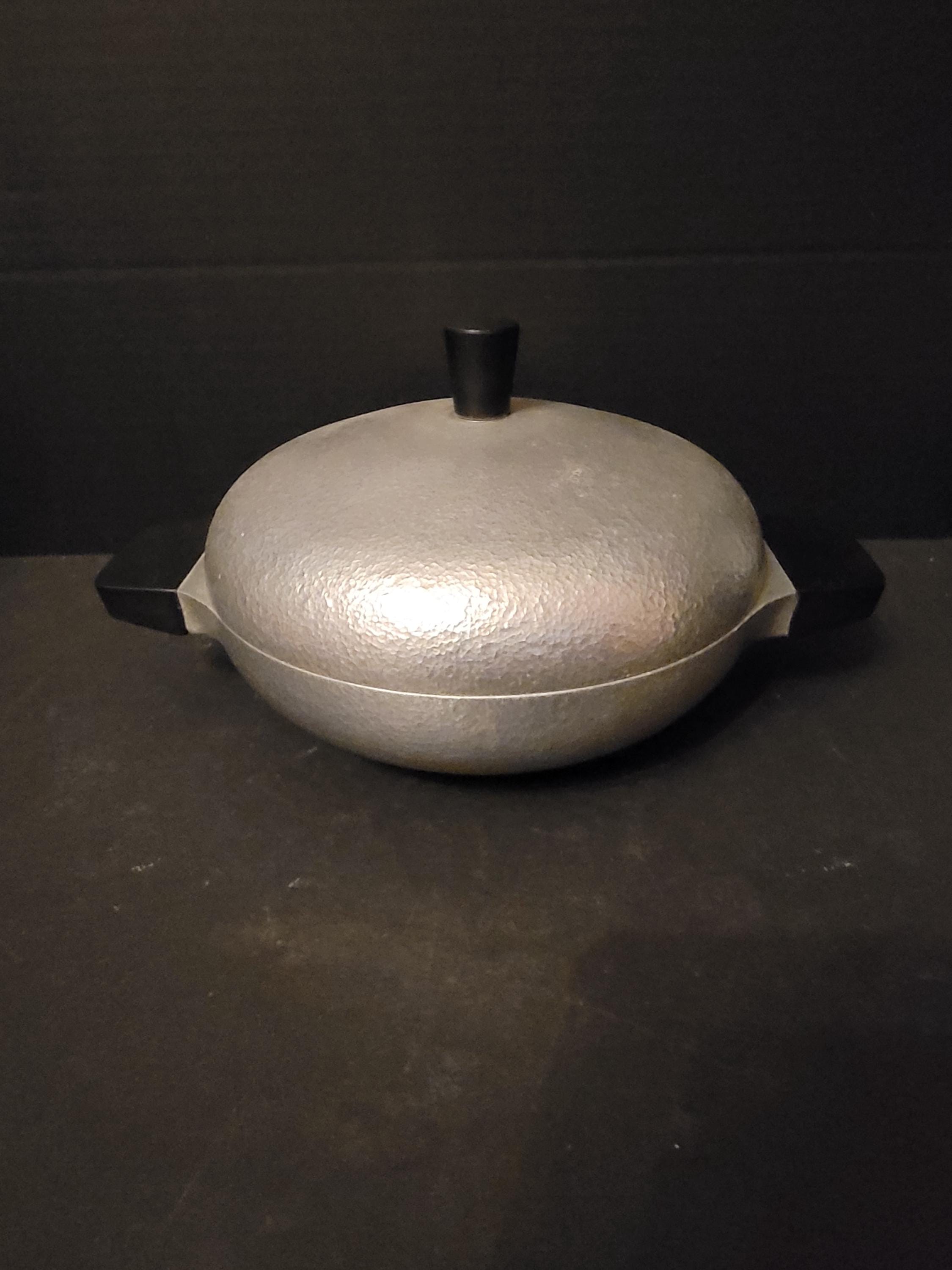 Vintage Club Aluminum Hammered Pot Hammercraft Wood Handle w