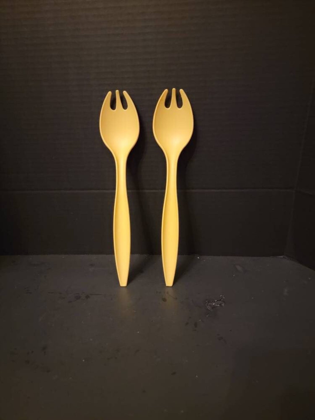 Vintage Tupperware Serving Forks Harvest Gold 12 Long Salads Pasta
