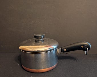 Vintage Revere Ware SaucePan w Lid 1801 Copper Bottom 2 Qt