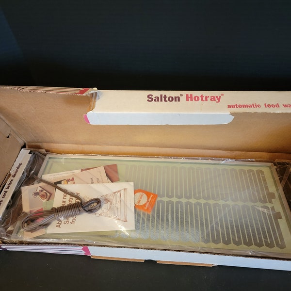 Vintage Electric Salton Hotray Food Warmer Tray NIB MCM  25" x 9" Patios Sickroom Service Buffets Kitchen Snacks Thermostat Control