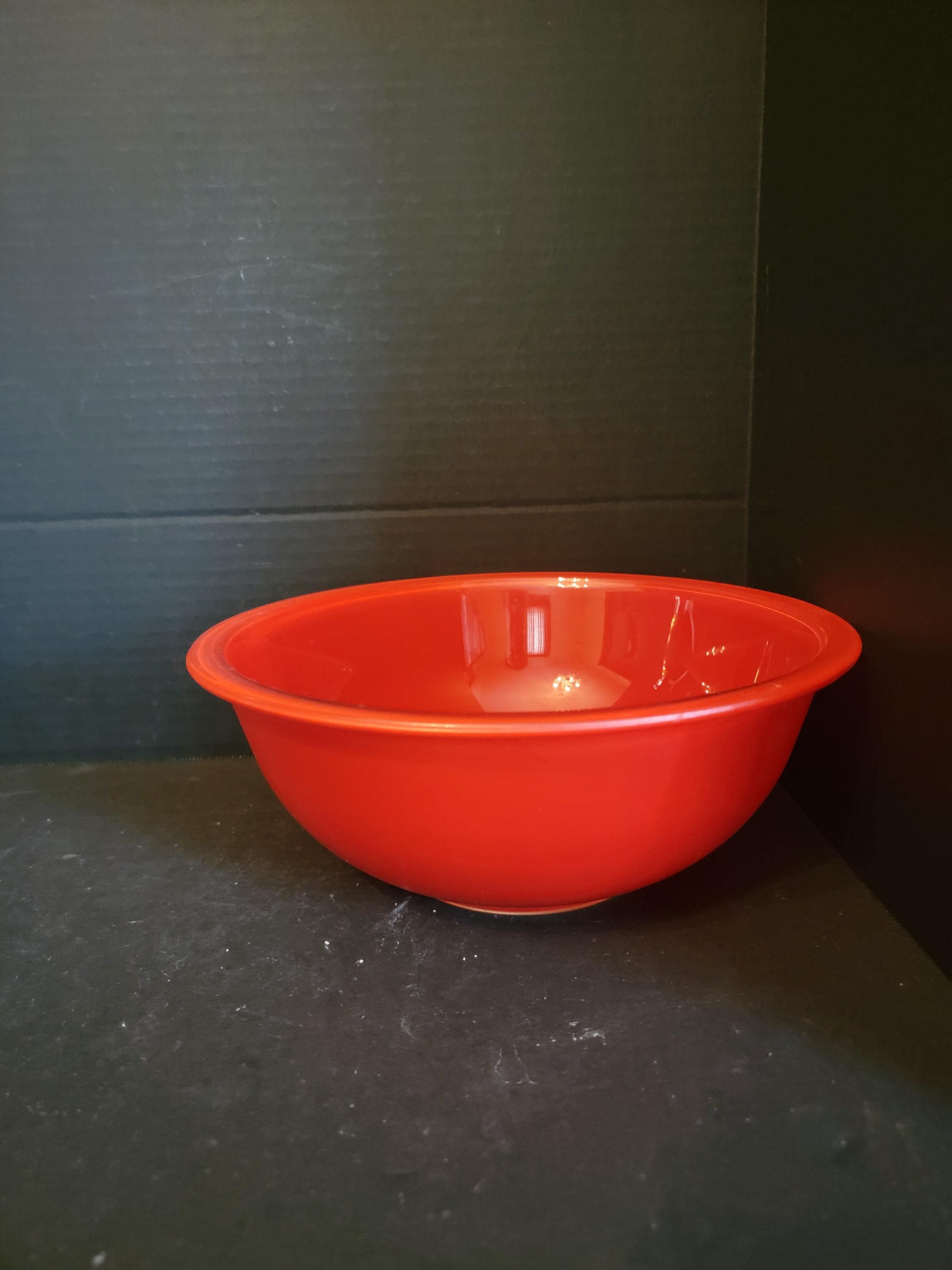 Vintage Pyrex Nesting Bowl 325 Primary Color Red W/ Clear Bottom
