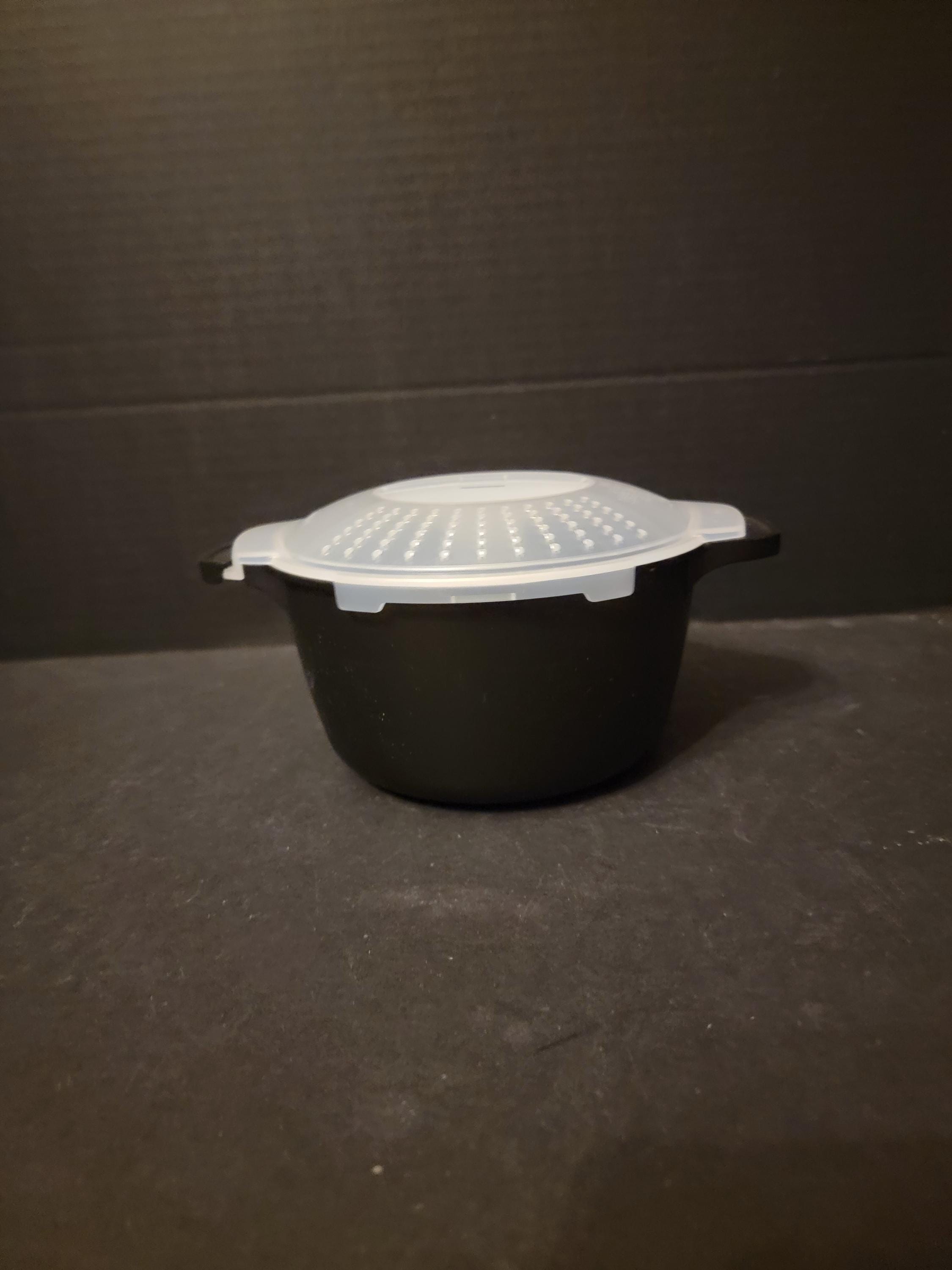 Pampered Chef Micro Cooker Microwave Steamer Strainer Black Clear Locking Lid 1 Qt Etsy