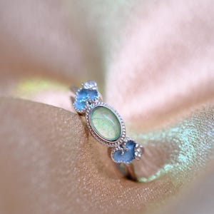 Green Jadeite Oval Ring with Enamel Flowers: Delicate & Timeless Jewellery Gift, Dainty Floral Jadeite Jewellery Gift for Her
