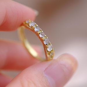 White Jade Ring: Gold Plated Sterling Silver, Lab Diamond Accents