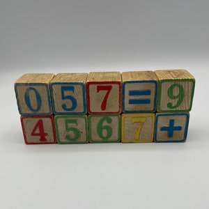 Vintage Wood Numbers Blocks, Craft Blocks, Vintage Wood Block, Toddler Blocks