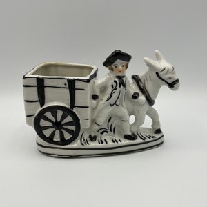 Ceramic Boy and Donkey and Cart Planter, Vintage Indoor Planter, Planter, Made in Japan,  Succulent Planter