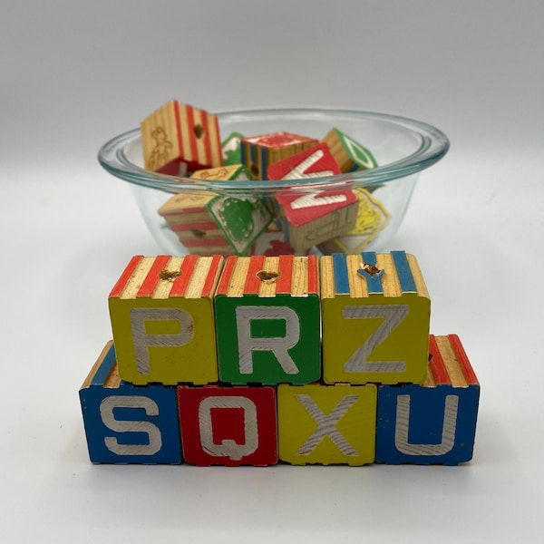 Wooden Alphabet Blocks Etsy