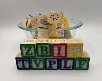 Wood Alphabet Blocks, ABC Blocks, Wood Block, Toddler Blocks