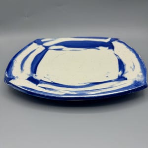 Hand Made Ceramic Decorative Plate, Hand Painted, Trinket Dish, Boho Decor, Blue and White