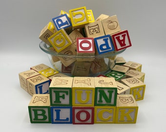 Vintage Wood Alphabet Blocks, ABC Blocks, Vintage Wood Block, Toddler Blocks