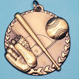 1 3/4" Antique Gold Baseball/Softball Millennium Medal