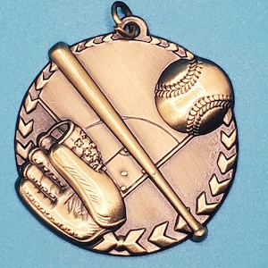 1 3/4&quot; Antique Gold Baseball/Softball Millennium Medal