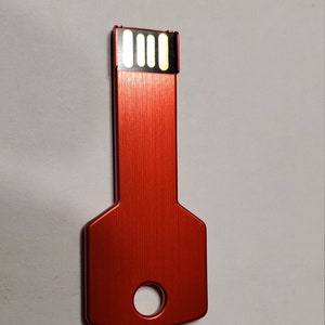 8GB Custom Engraved Key Flash Drive. USB Drive. Personalized Engraved RED