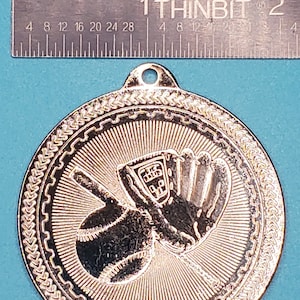 2&quot; Antique Silver Baseball/Softball Laserable BriteLazer Medal