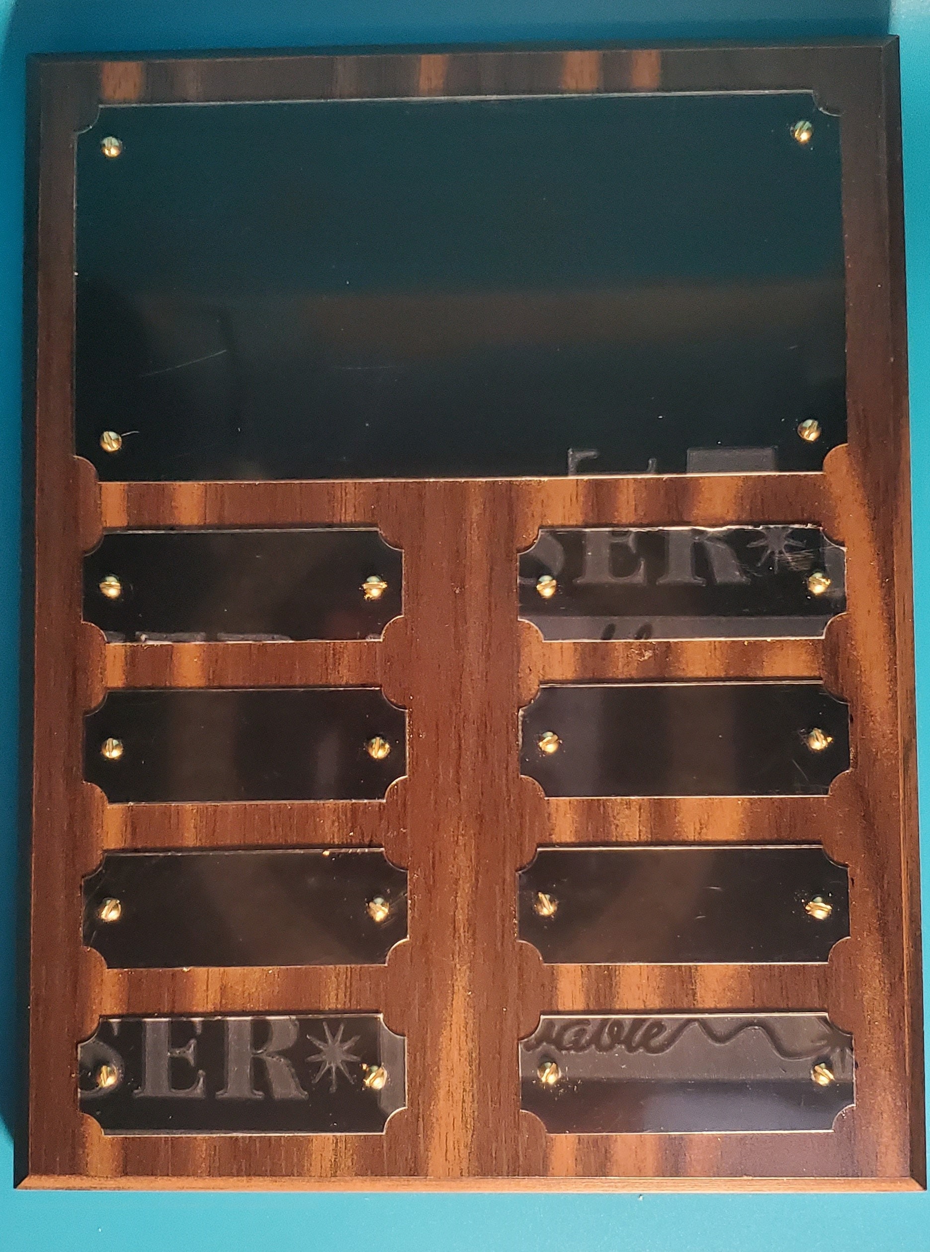 Fantasy Football Perpetual Plate Plaque, 7" x 9" Walnut with 8 Plates with free engraving, Golf