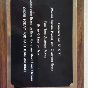 Personalized Custom Recognition Award Plaque 5&quot;x7&quot; Trophy with 2 Tone Aluminum Engraved Plate Custom