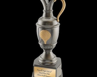 Trofeo Jug Claret de Golf: Resina gris plomo con bola dorada