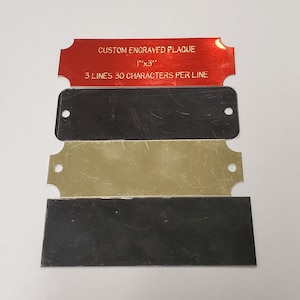 Custom Engraved Brass Plaque, Personalized, Name Plate, Picture Frame Label, Art Tag, Trophy Award (1&quot; X 3&quot;) +TAPE