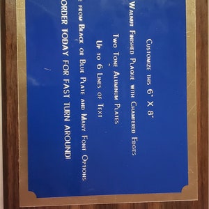 Personalized Custom Recognition Award Plaque 6&quot;x8&quot; Trophy with 2 Tone Aluminum Engraved Plate Custom