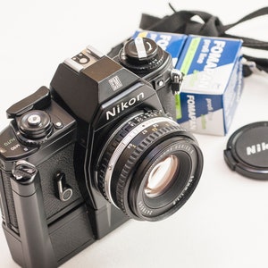 Nikon EM Film Camera: 50mm f1.8 Lens, Motor Drive, B&W Film