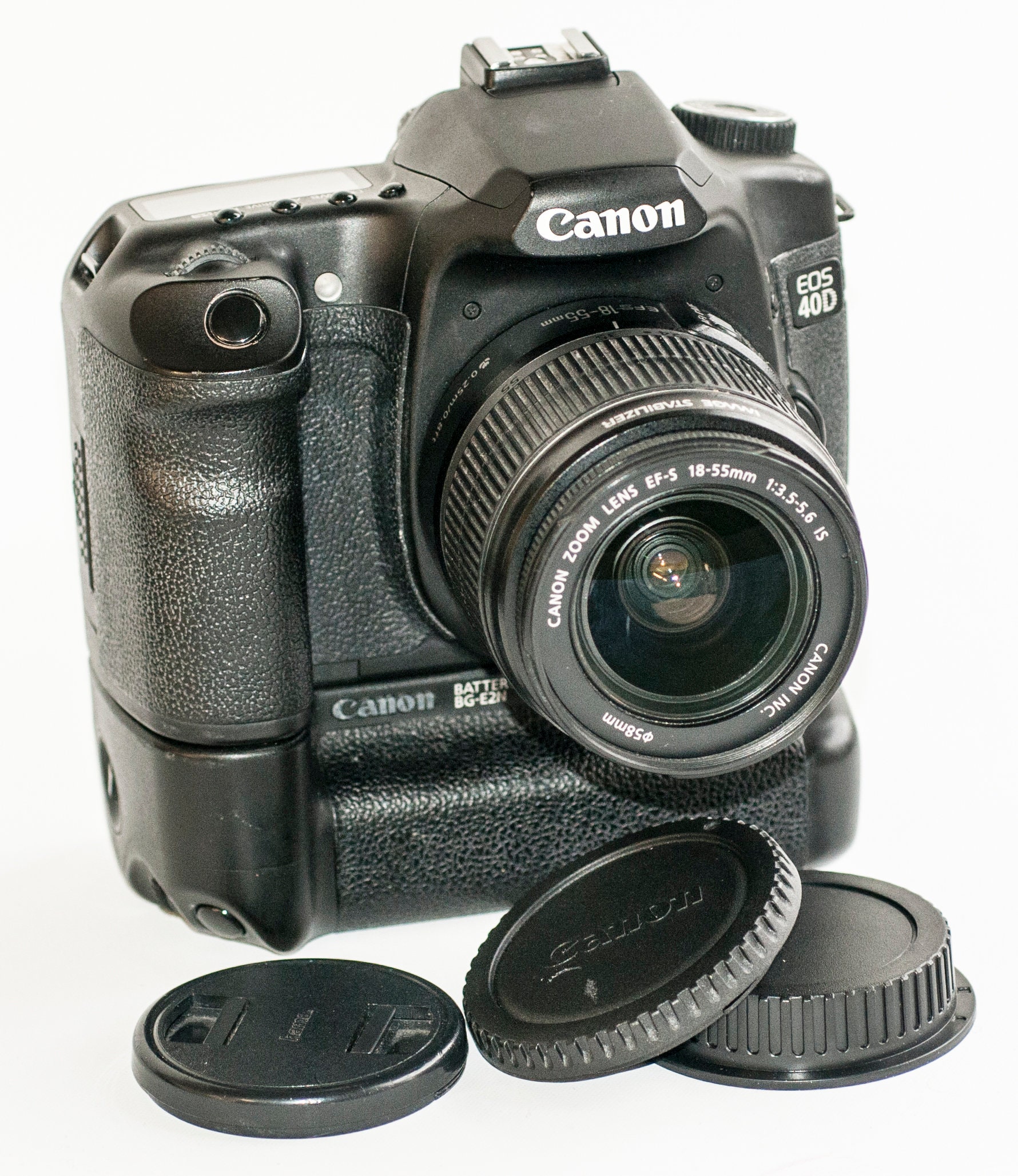 Canon EOS 40D camera with Canon BG-E2N battery grip and EF-S
