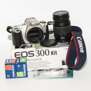 Canon EOS 300 Film Camera w/ 28-80mm Lens, Strap & FOMAPAN Film - Tested