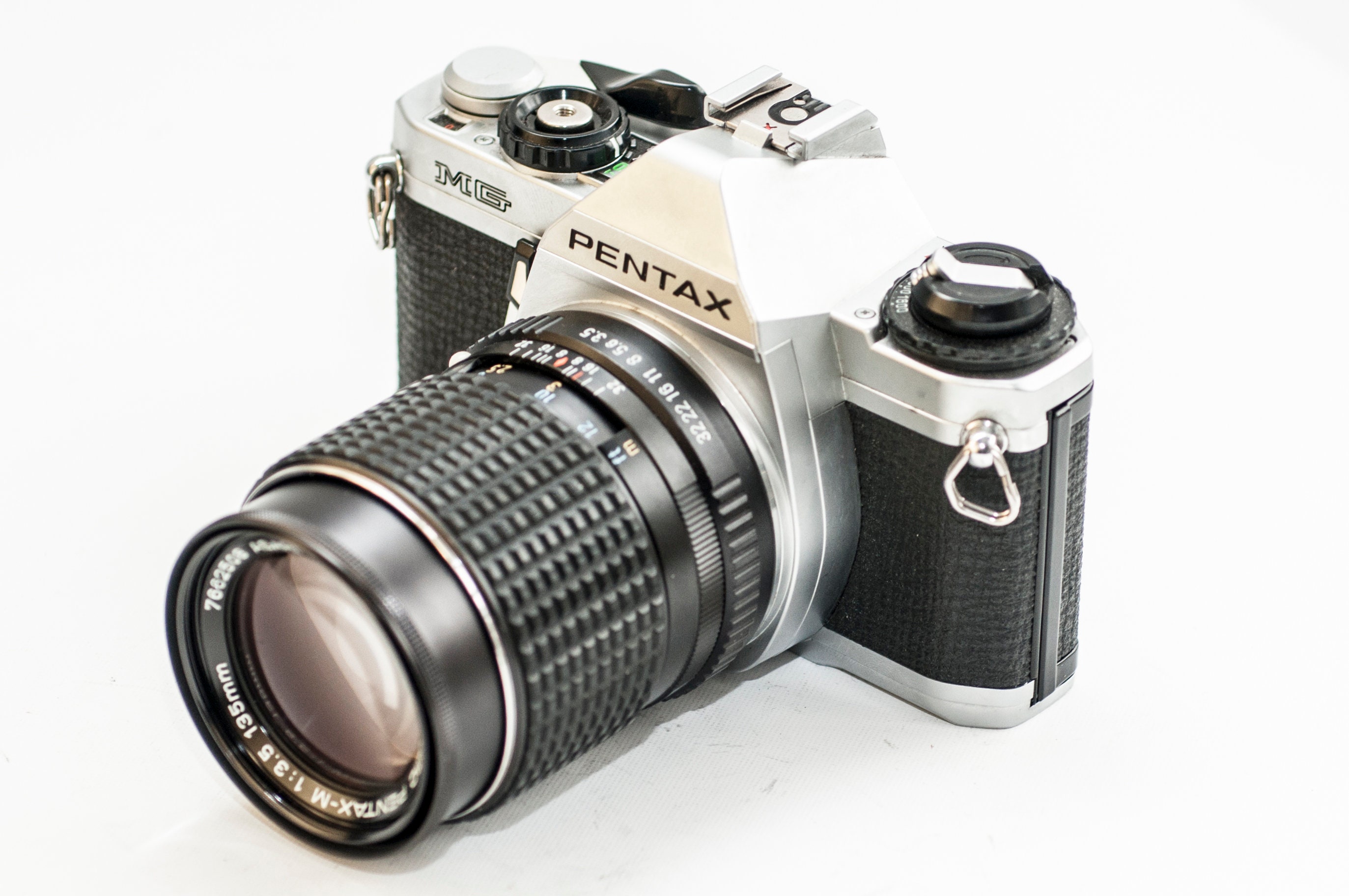 Pentax MG 35mm Film Camera with SMC PentaxM 135mm f/3.5 lens. Etsy