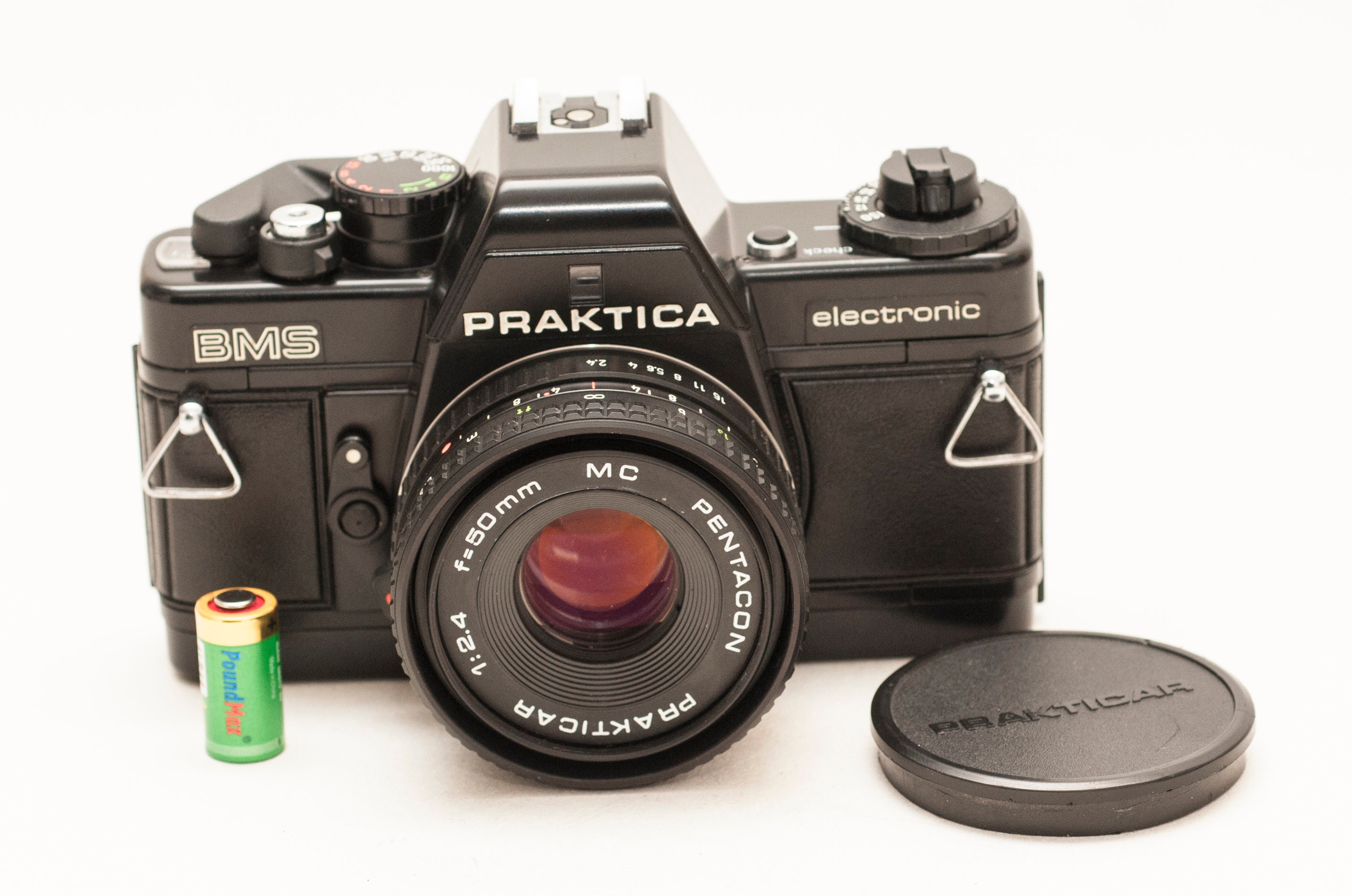 Vintage 35 Mm Film Camera PRAKTICA BMS Electronic With 50 Mm