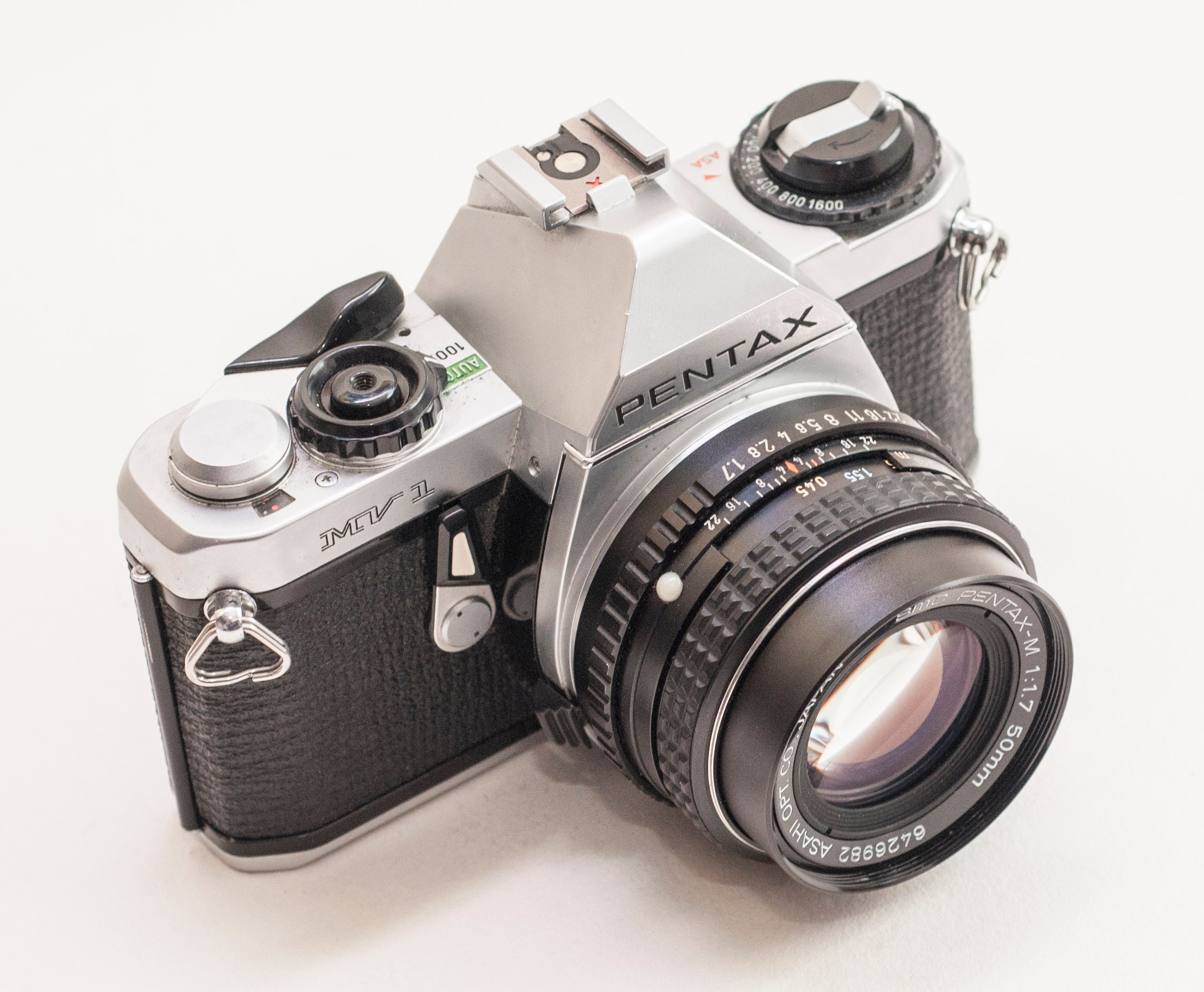 Pentax MV1 Silver Version Film Camera With SMC Pentax-m 50mm F/1.7 