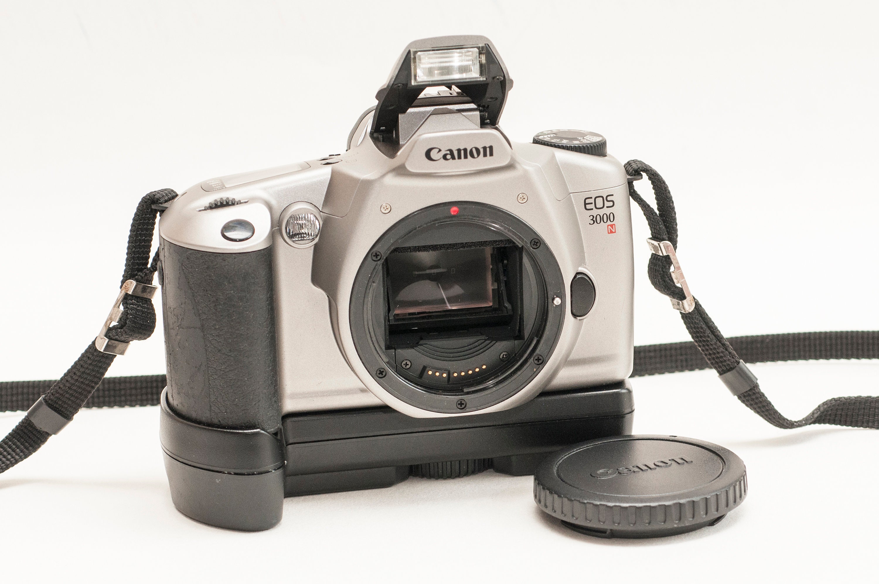 Canon EOS 3000N film camera with Canon BP8 battery pack. Etsy