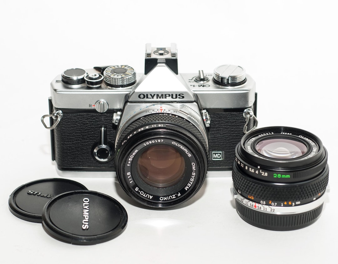 Vintage Olympus Om-1n Film Camera With Zuiko 50mm & 28mm Lenses