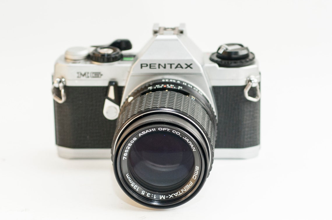 Pentax MG 35mm Film Camera with SMC PentaxM 135mm f/3.5 lens. Etsy