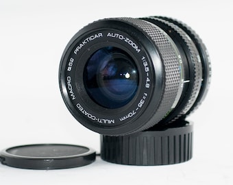 PRAKTICAR auto-zoom lens multicoated MACRO 35-70 mm f3.5-4.8 for Praktica PB fitting.