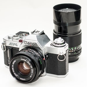 Canon AV-1 Film Camera with 50mm f1.8 & 135mm Lenses